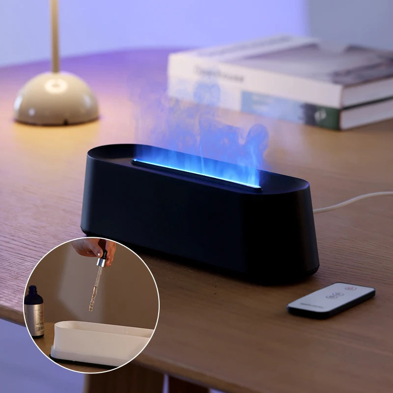 New Air Humidifier Aromatherapy Humidifier with Remote Control 7-color 3D Simulation Flame Aroma Diffuser Essential Oil Diffuser